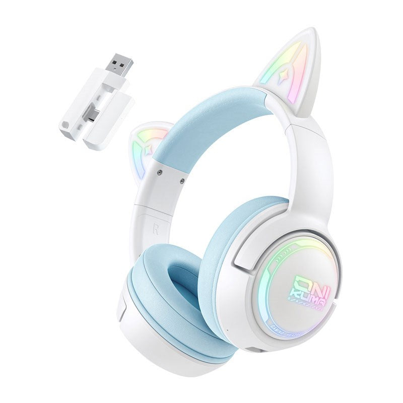 ONIKUMA GT838 Gaming Headset - Cat Ear - Hvid / Blå