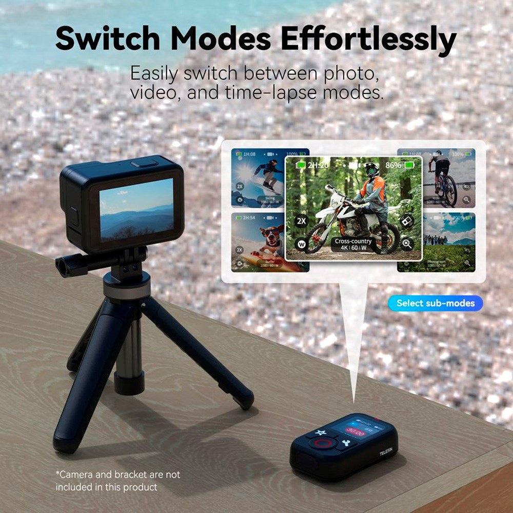 TELESIN Fjernbetjening - GoPro Hero 8 / 9 / 10 / 11 / 12 / 13 / MAX - Håndledsrem - Sort