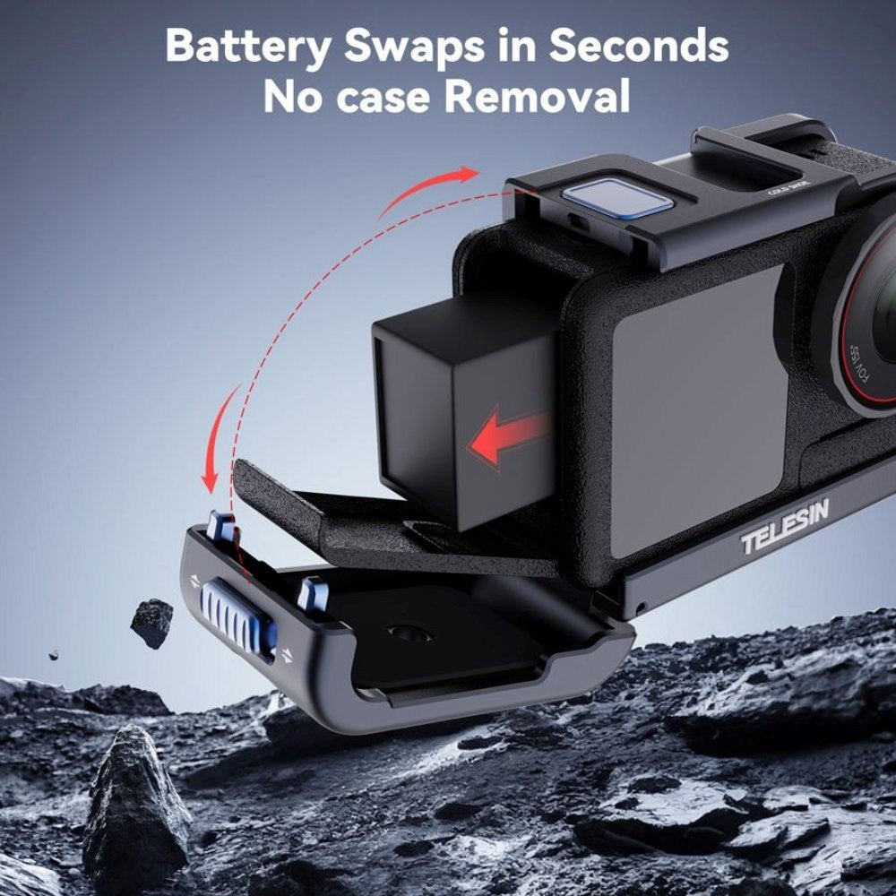 TELESIN Letvægts Cage til DJI Osmo Action 3 / 4 / 5 Pro - Grå