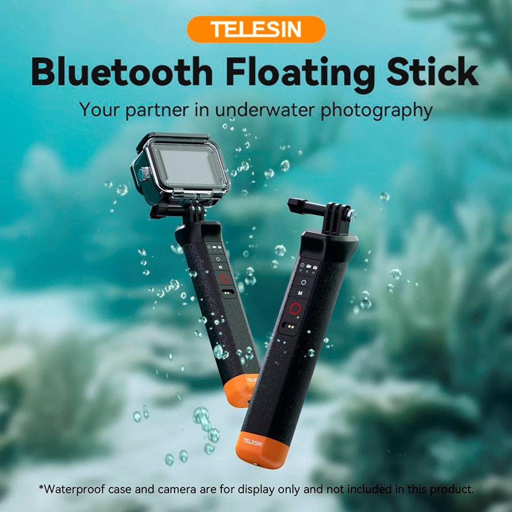TELESIN Flydende Hand Grip Fjernbetjening - GoPro Hero 8 / 9 / 10 / 11 / 12 / 13 - Sort / Orange