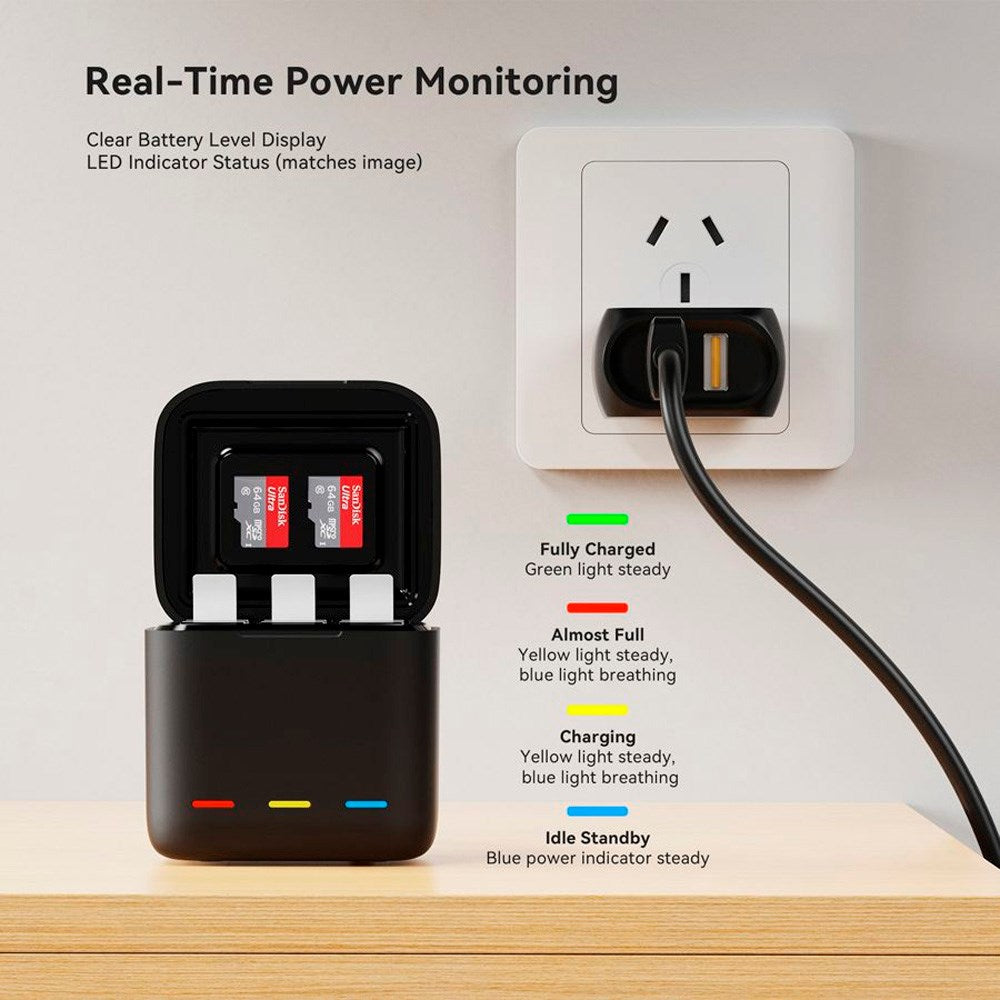 TELESIN - Batteri Opladningscase - GoPro Hero 13 - Sort