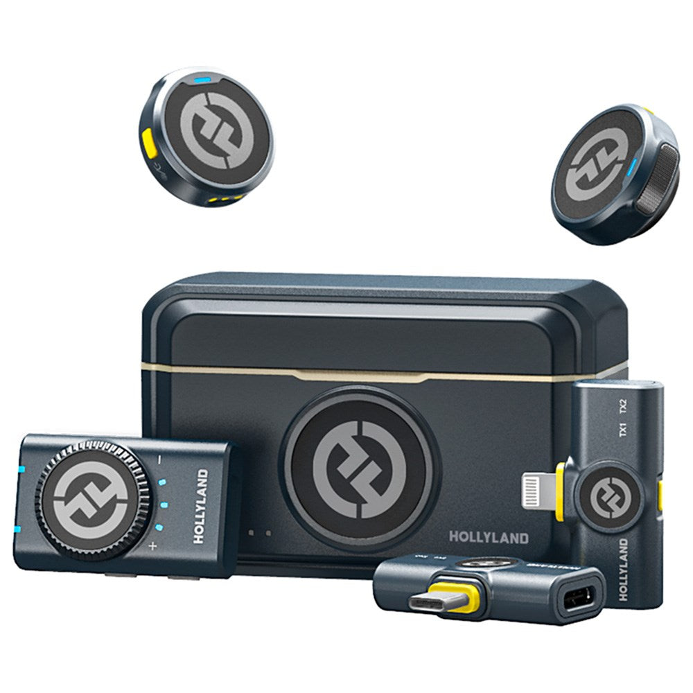 Hollyland Lark M2 Combo Version - Trådløs mikrofon m. 2 x TX & 3 x RX - Svart