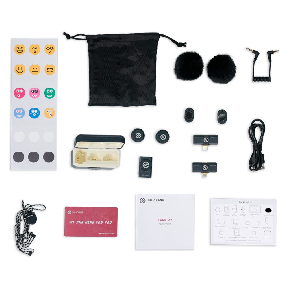 Hollyland Lark M2 Combo Version - Trådløs mikrofon m. 2 x TX & 3 x RX - Svart