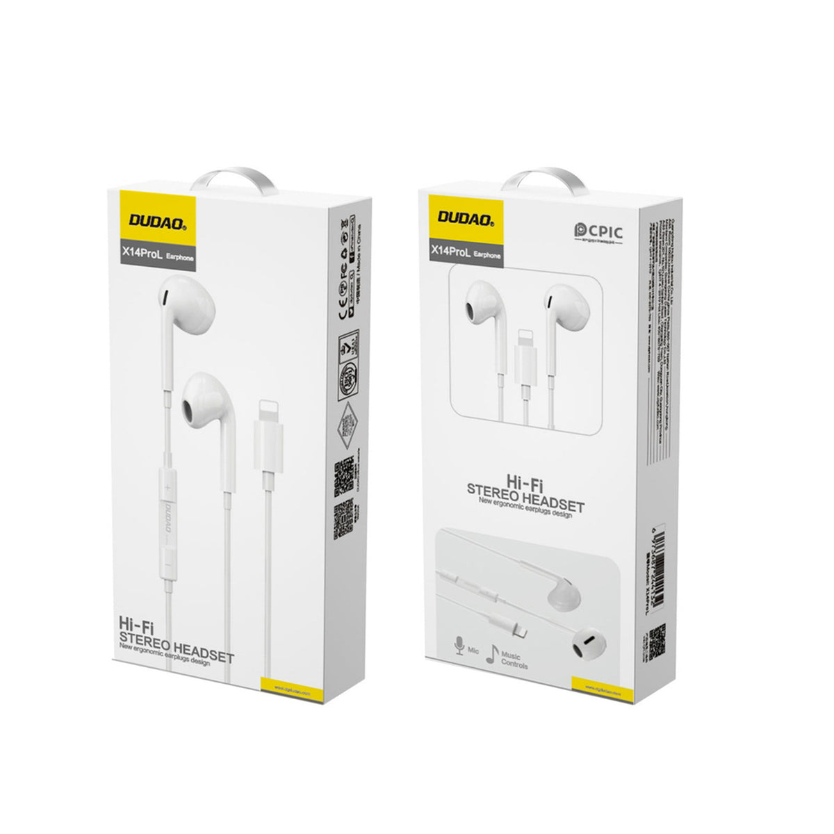 Dudao In-Ear Høretelefoner med Lightning Kabel - Hvid