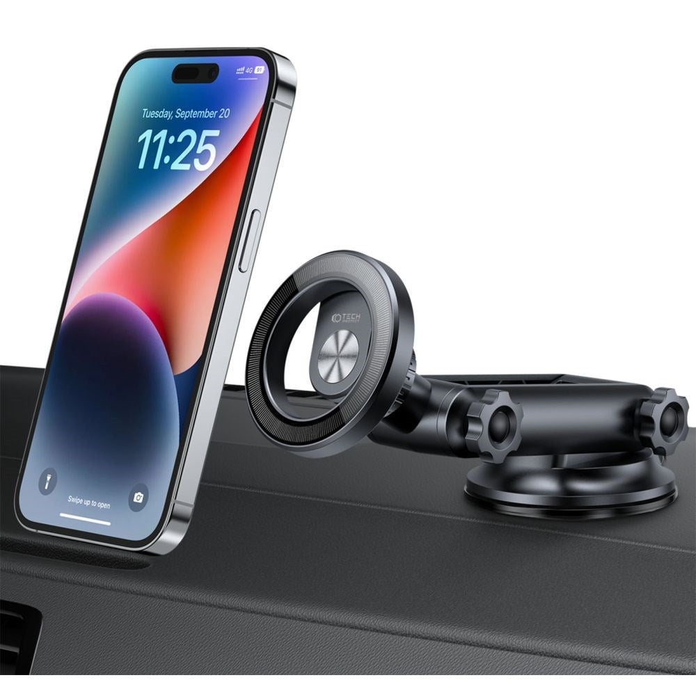 Tech-Protect N53 magnetisk telefonholder for frontrute og dashbord - MagSafe-kompatibel - Svart