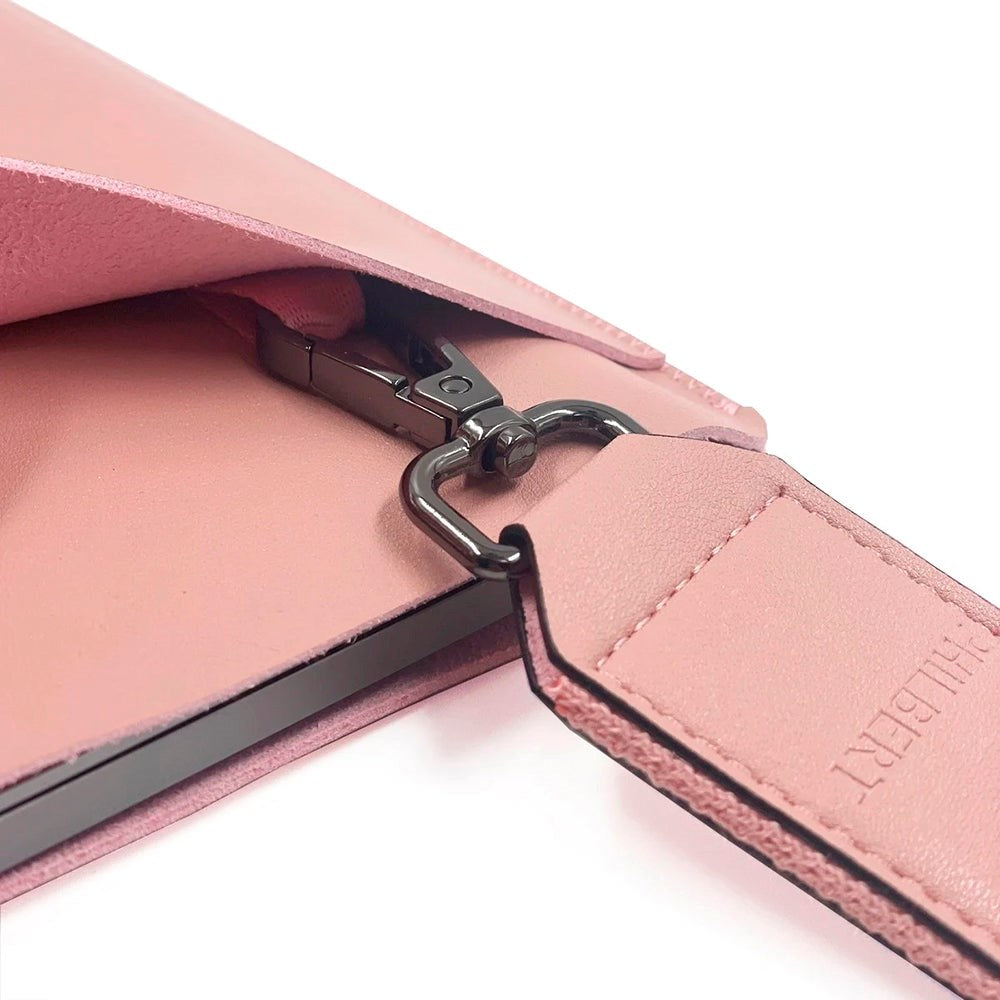 Philbert UltraSlim Vegan Leather Sleeve m. Stropp for MacBook / Laptop 15" (35,5 x 25 x 2 cm) - Rosa