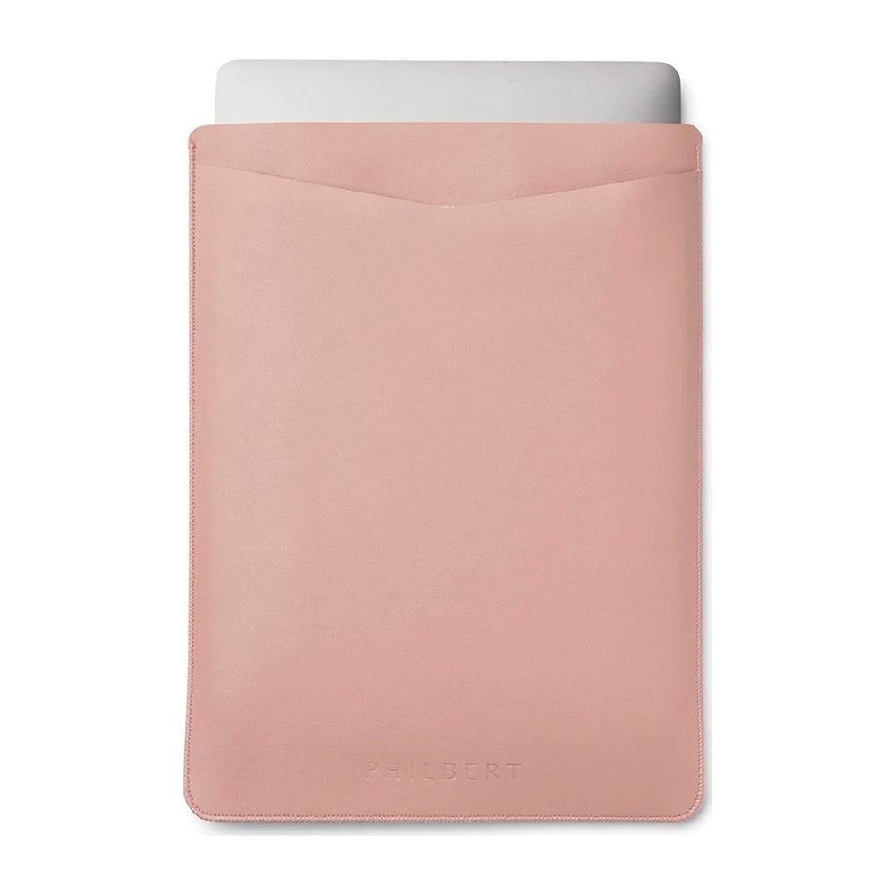 Philbert UltraSlim Vegan Leather Sleeve m. Stropp for MacBook / Laptop 15" (35,5 x 25 x 2 cm) - Rosa