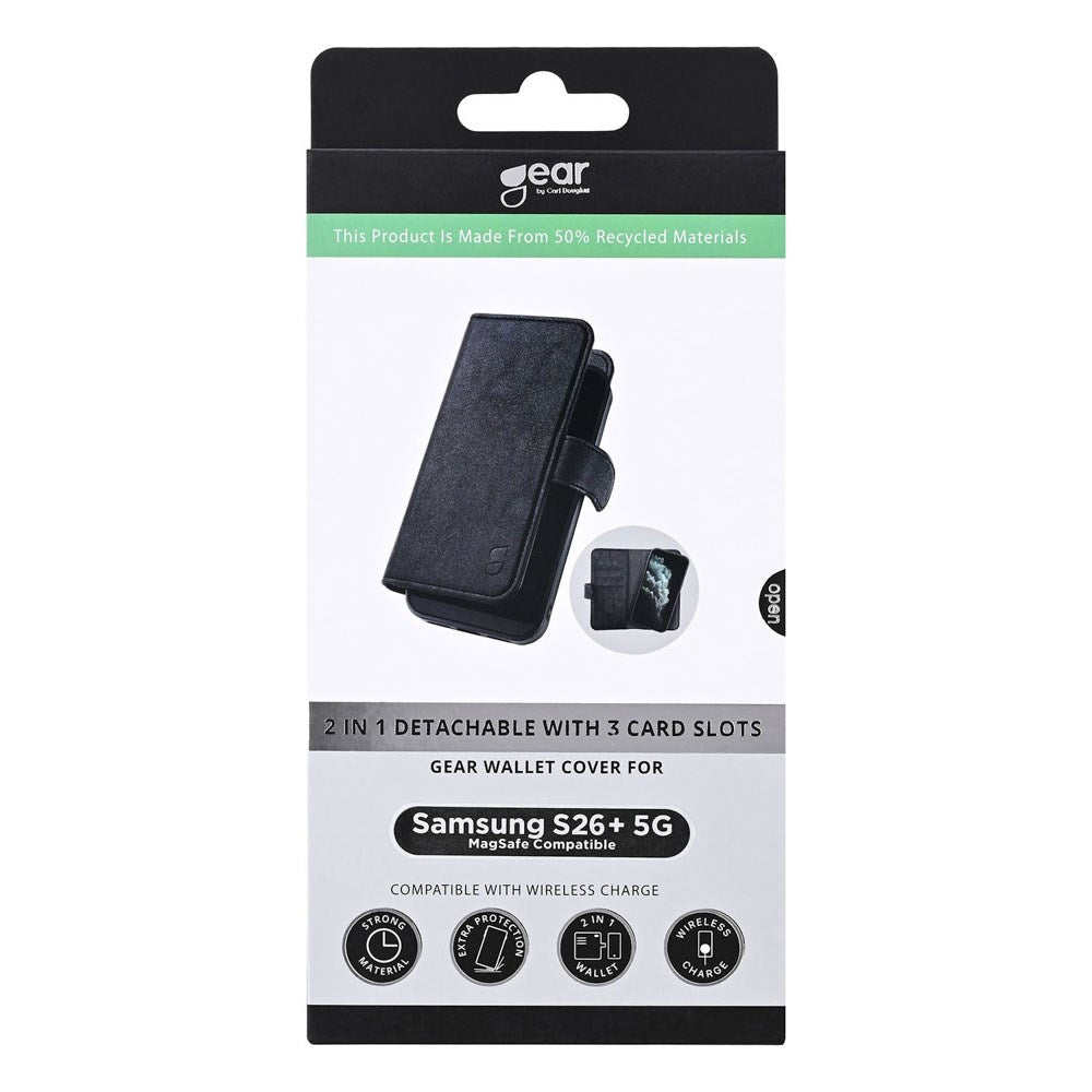 GEAR Samsung Galaxy S26+ (Plus) 2-i-1 Flip Cover - Kunstlæder - MagSafe Kompatibel - Sort