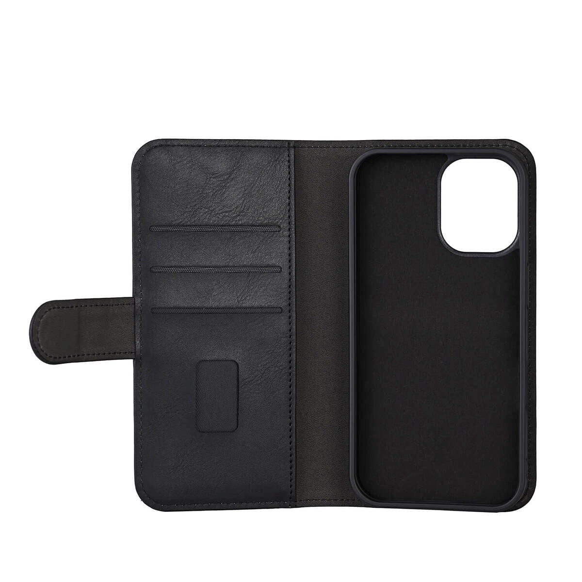 iPhone 16 GEAR Leather Flip Cover 2-i-1 w. Lommebok 3 kort - MagSafe-kompatibel - Svart