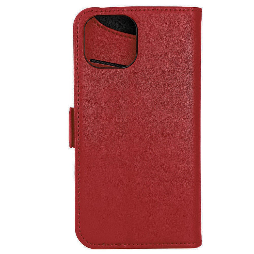 GEAR iPhone 15 Leather Flip Cover m. Lommebok - MagSafe-kompatibel - Rød