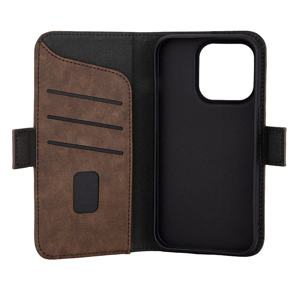 GEAR iPhone 15 Pro Læder Flip Cover m. Pung - MagSafe Kompatibel - Brun