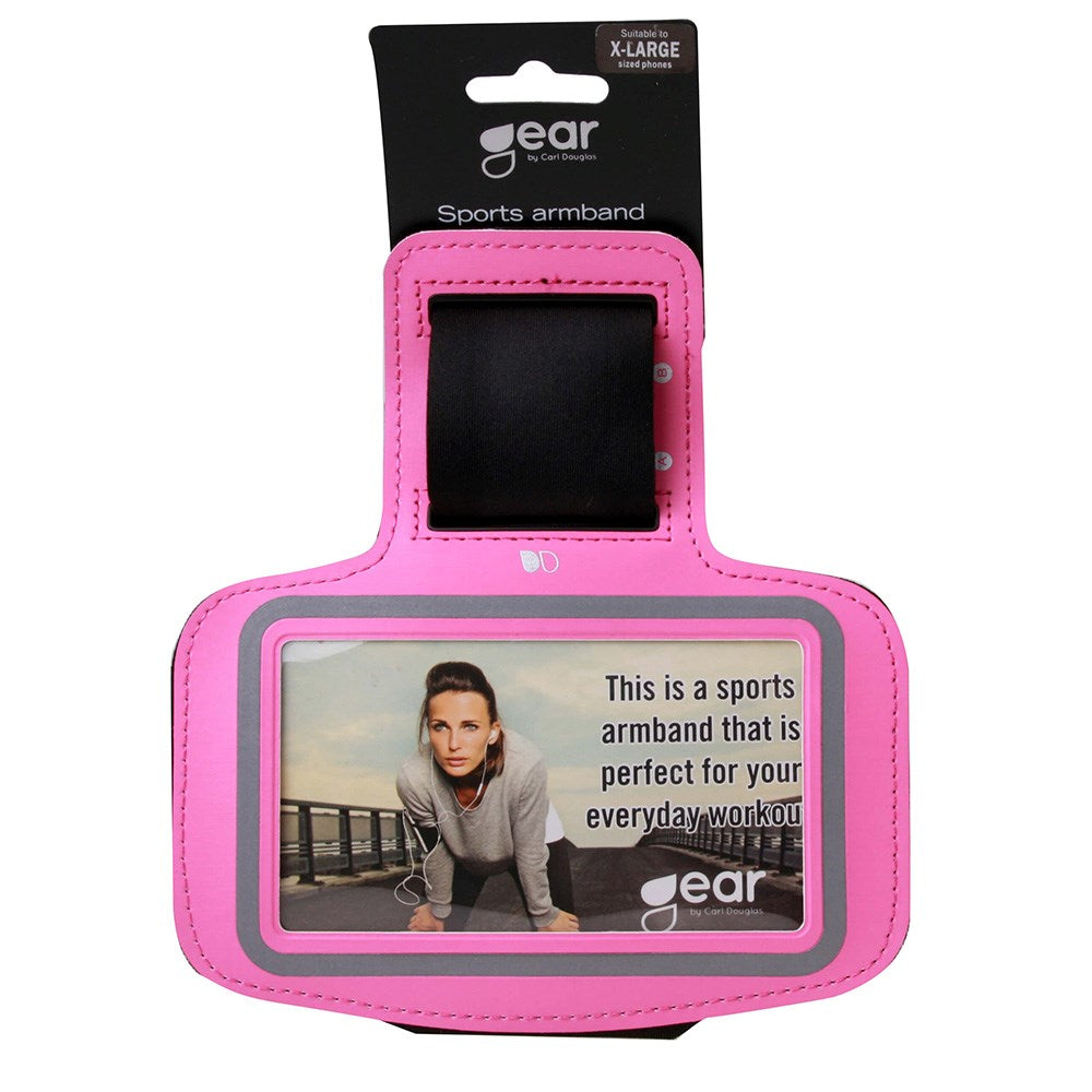 GEAR Justerbart Universal Løbearmbånd m. Reflekskant (Maks. Mobil: 140 x 70mm) - Lyserød