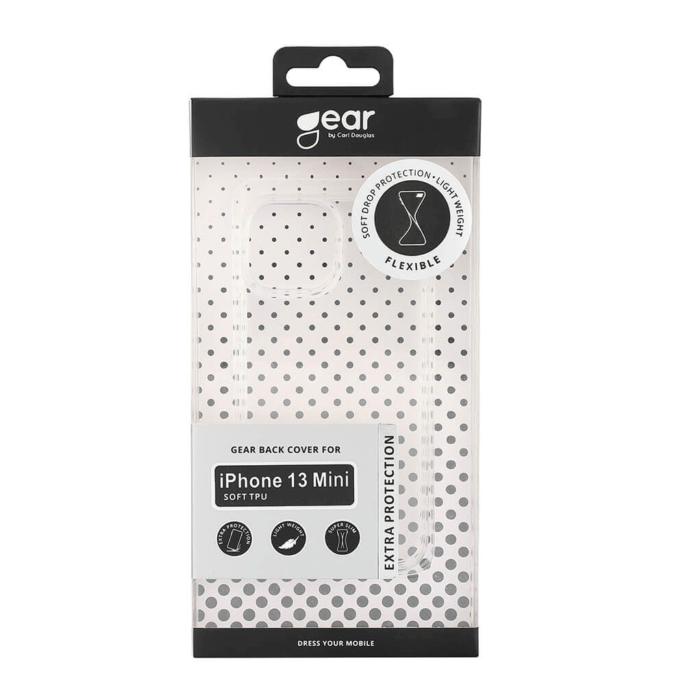 iPhone 13 Mini GEAR Fleksibelt Plastik Bagside Cover - Gennemsigtig