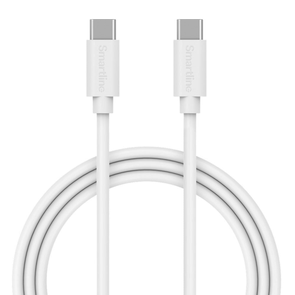Smartline (3A/15W) USB-C til USB-C-kabel 3 m. - Hvit