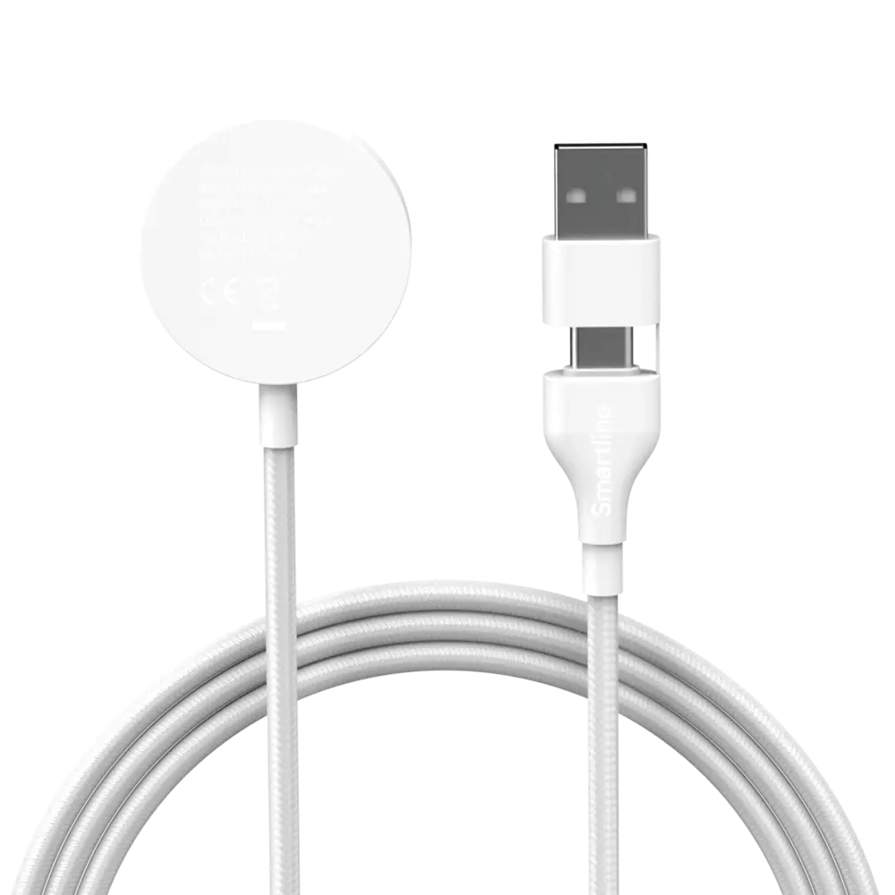 Smartline Apple Watch Oplader m. USB-A & USB-C - 1m - Hvid