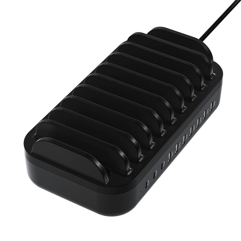 Deltaco Docking Station 10 Port 120W m. 7 x USB-A og 3 x USB-C - Svart