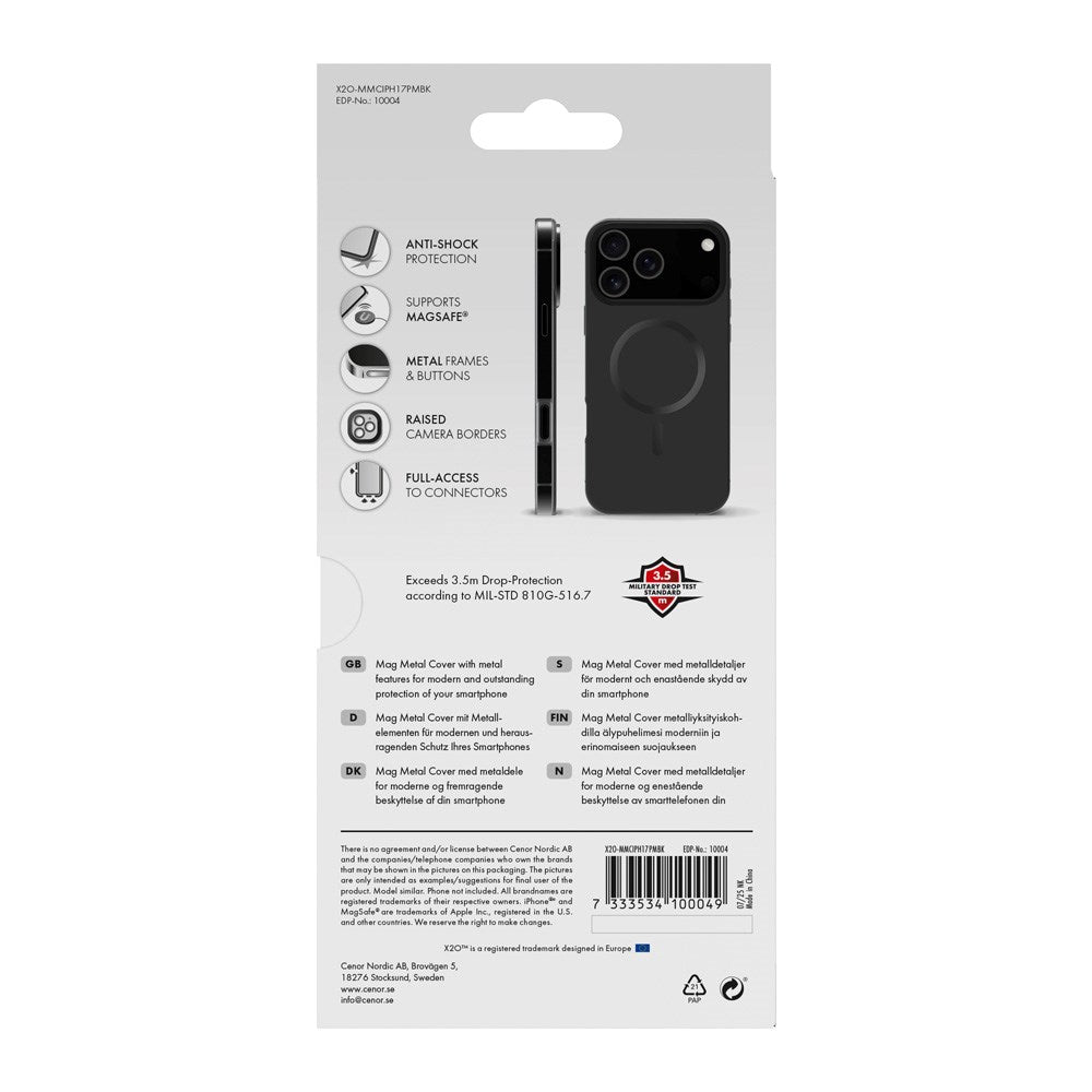 iPhone 17 Pro Max X2O Mag Metal Mobil Cover - MagSafe Kompatibel - Sort