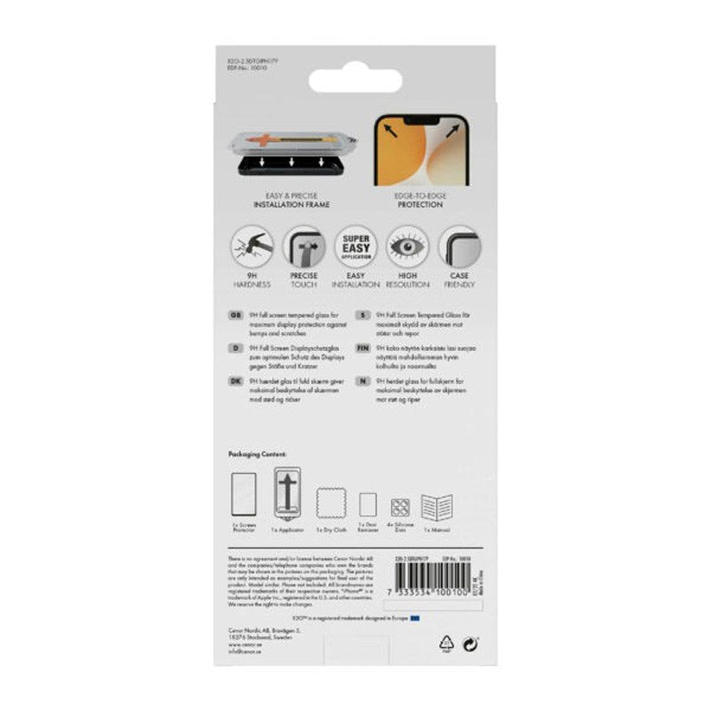iPhone 17 Pro X2O Skærmbeskyttelse m. Monteringssystem - 9H Hærdet Glas- Gennemsigtig / Sort Kant