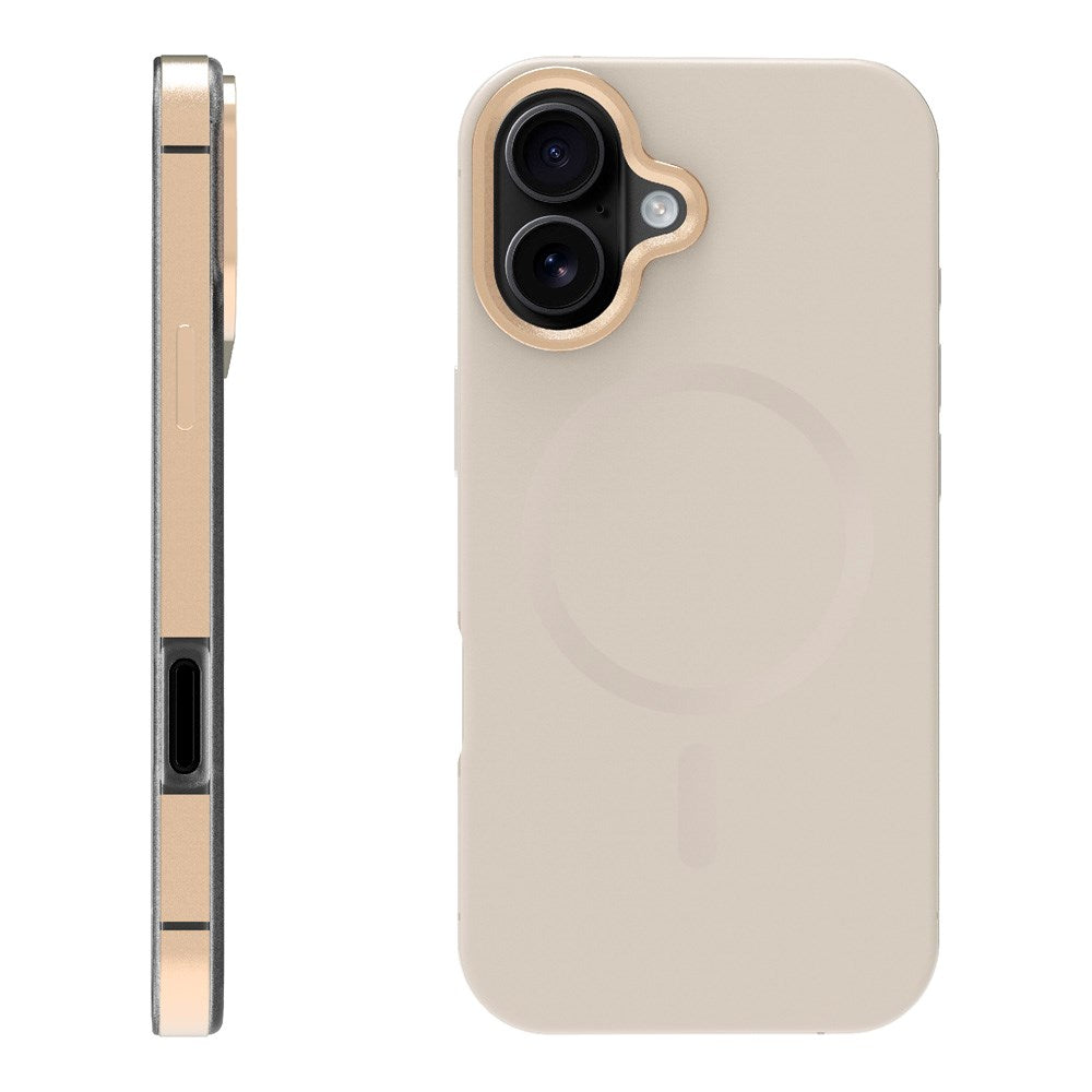 iPhone 17 X2O Mag Metal Mobil Cover - MagSafe Kompatibel - Beige / Guld