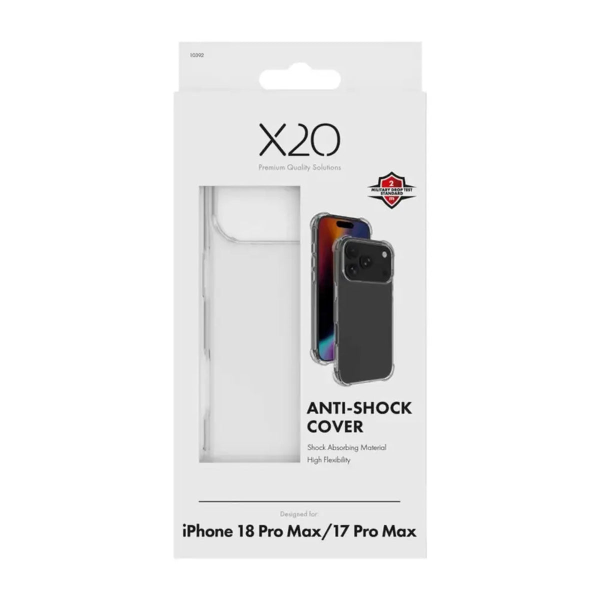 X2O iPhone 18 Pro Max / 17 Pro Max Anti-Shock Bagside Cover - Gennemsigtig