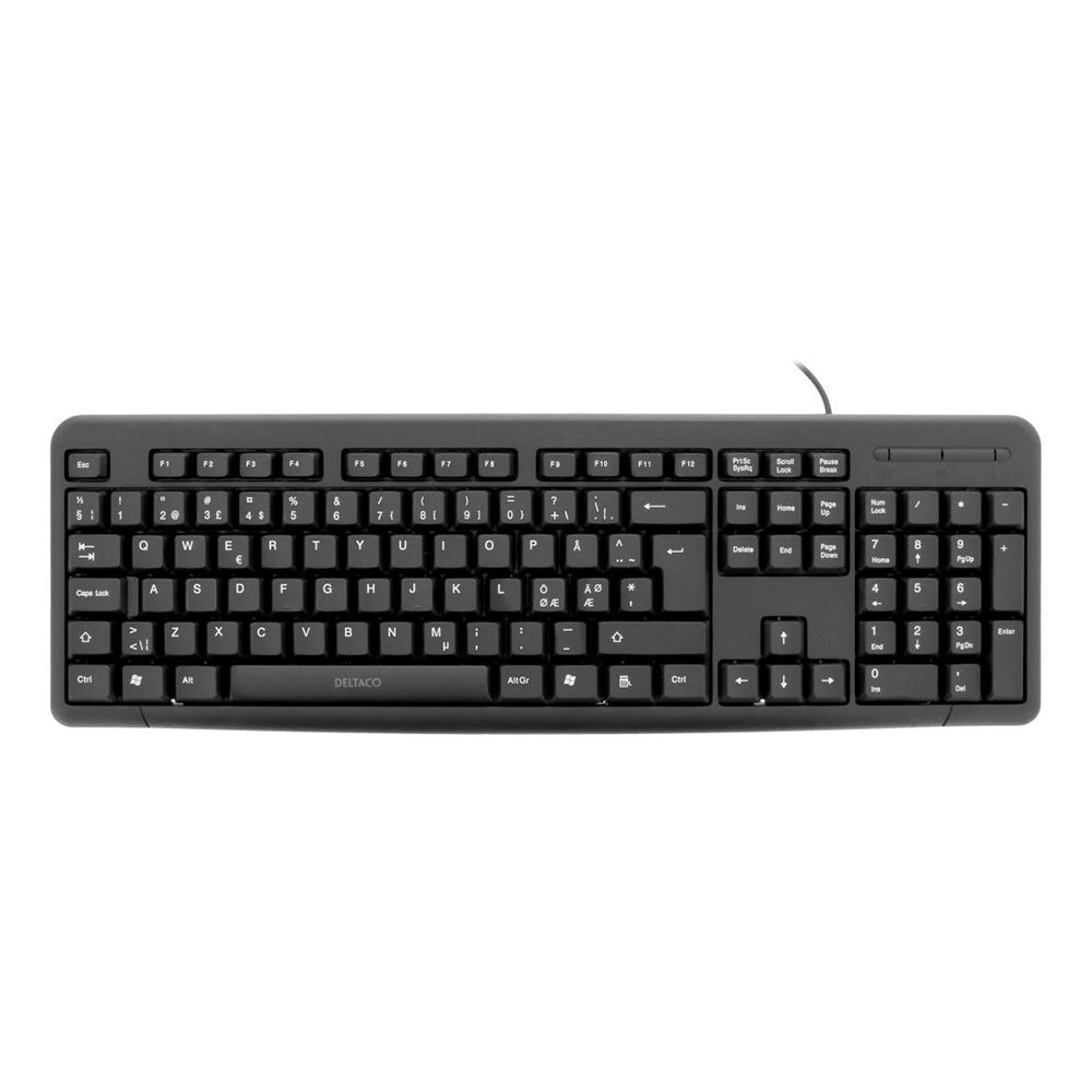 Deltaco kablet tastatur m. Nordic Layout - Svart