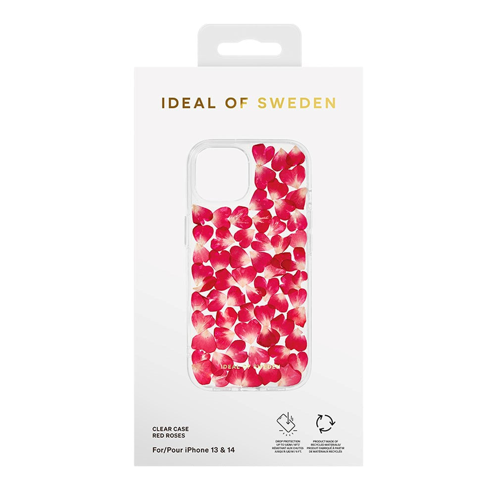 iPhone 14 / 13 iDeal Of Sweden Clear Deksel - Røde Roser