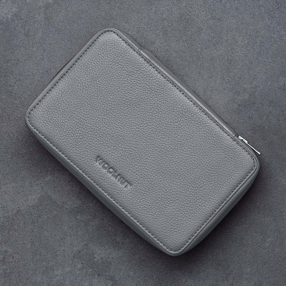 Woolnut Tech Oganizer i Ægte Læder - Grå