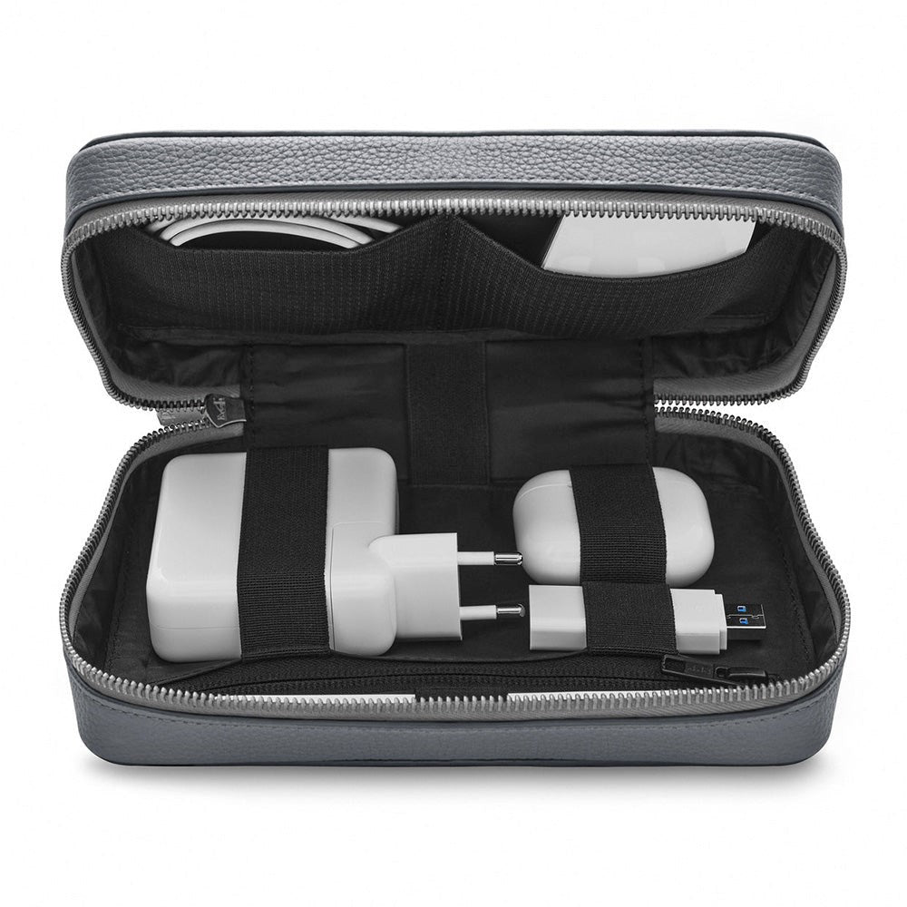 Woolnut Tech Oganizer i Ægte Læder - Grå