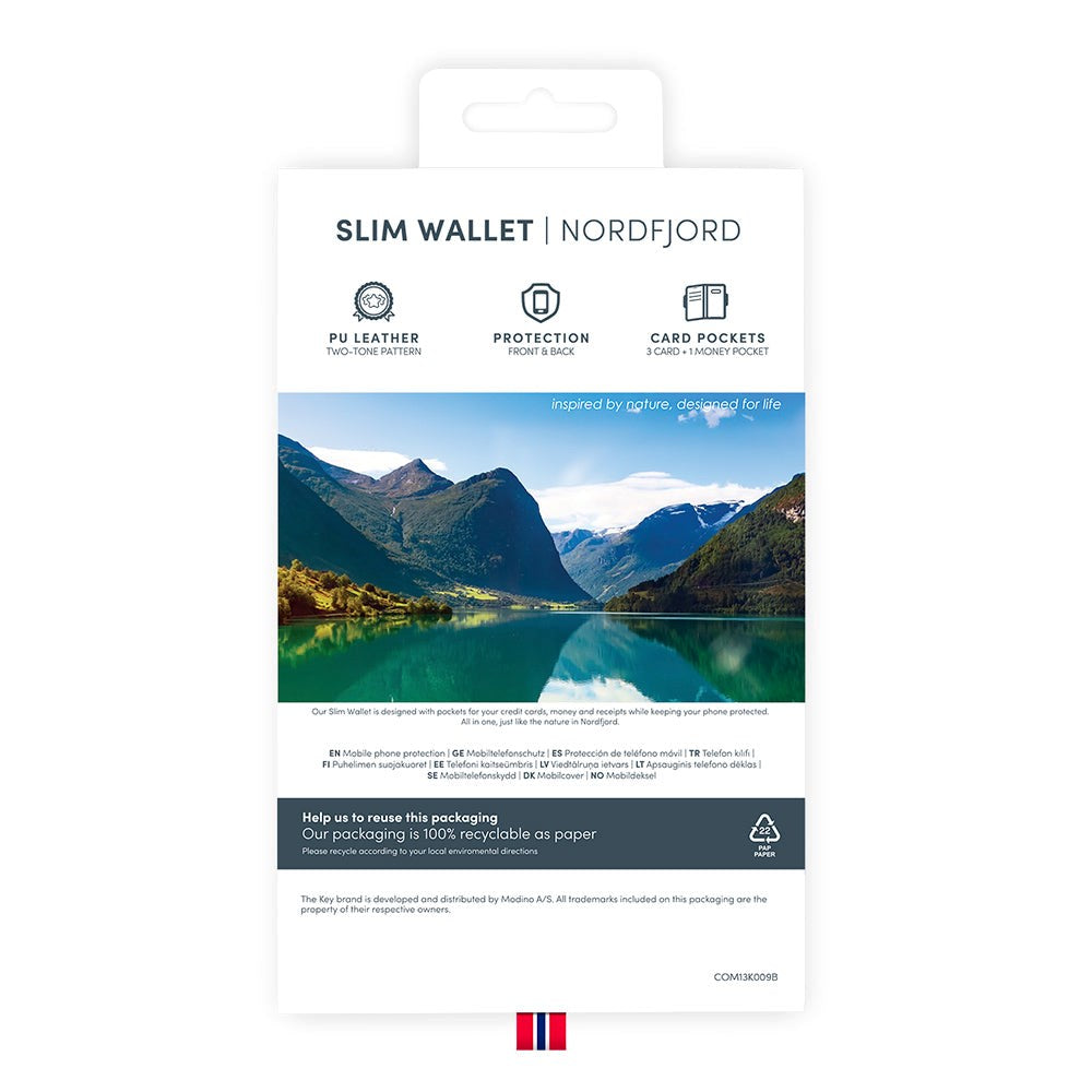 iPhone 12 / 12 Pro Key Nordfjord Slim Wallet Skinndeksel m. Lommebok - Svart