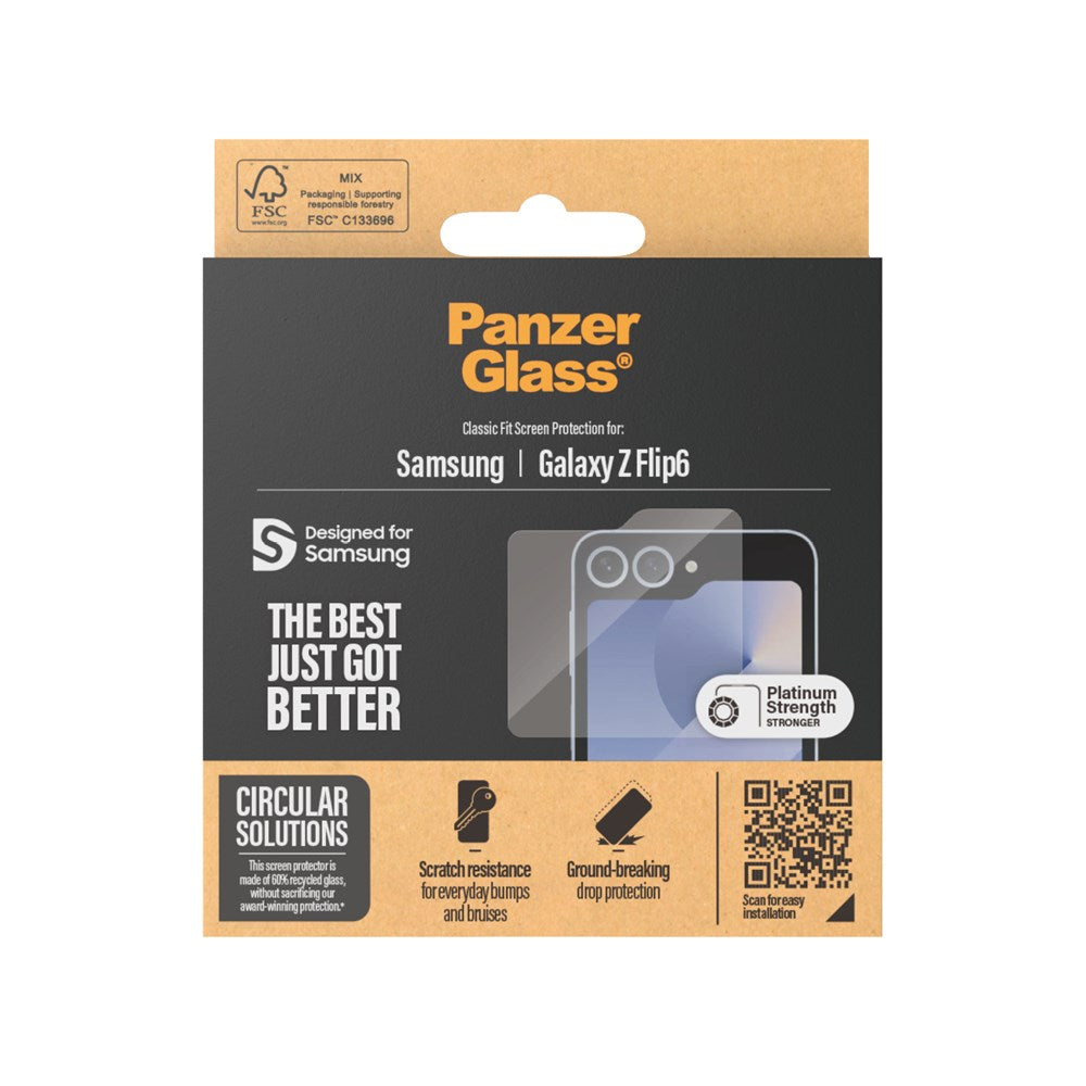 Samsung Galaxy Z Flip6 PanzerGlass Sub Screen Classic Fit skjermbeskytter - platinastyrke - gjennomsiktig