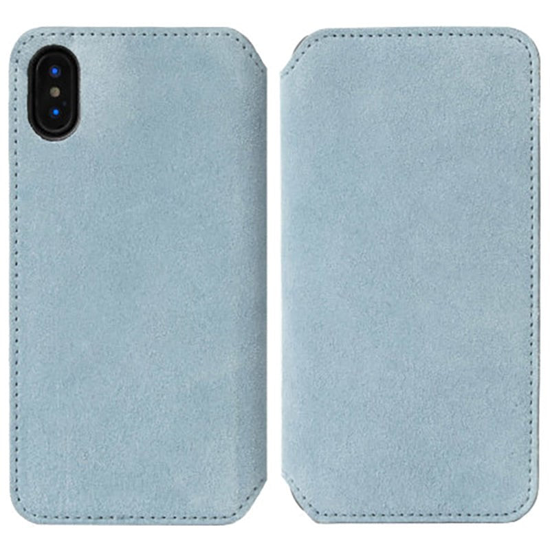 Krusell Broby Slim Wallet iPhone XS Max Suede Flip Deksel - Blå