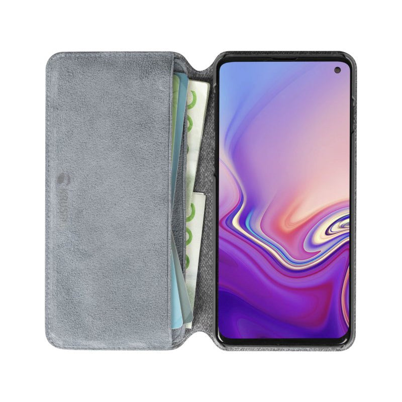 Samsung Galaxy S10 Krusell Broby Slim Wallet Suede Flip Deksel - Grå