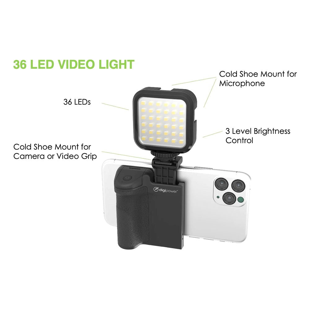 Digipower Follow Me Vlogging Kit w. Stativ for smarttelefon m. Fjernkontroll og mikrofon - Svart