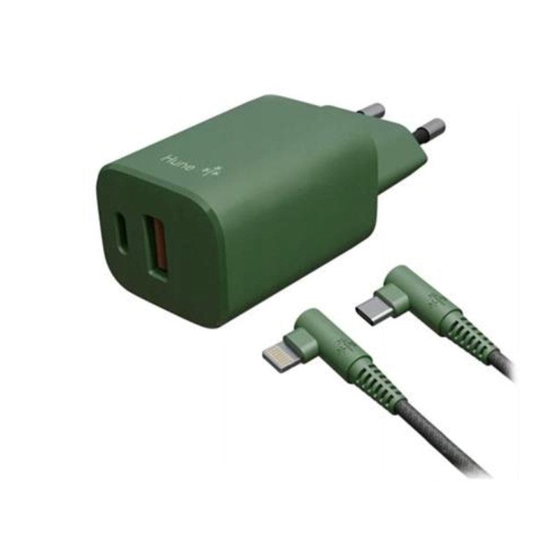 Hune Kit inkl. 1 x 20W Vægoplader (USB-C & USB-A) & USB-C til Lightning Kabel (1.2m) - Grøn