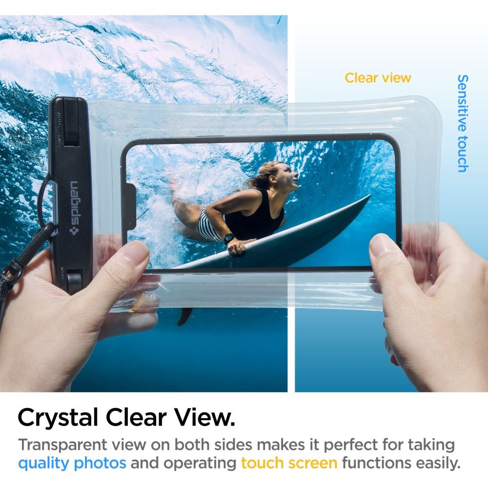 Spigen A610 Universal Liquid Waterproof Case - 2 Pack - Svart / Gjennomsiktig (maks. mobilstørrelse: 170 x 90 mm)