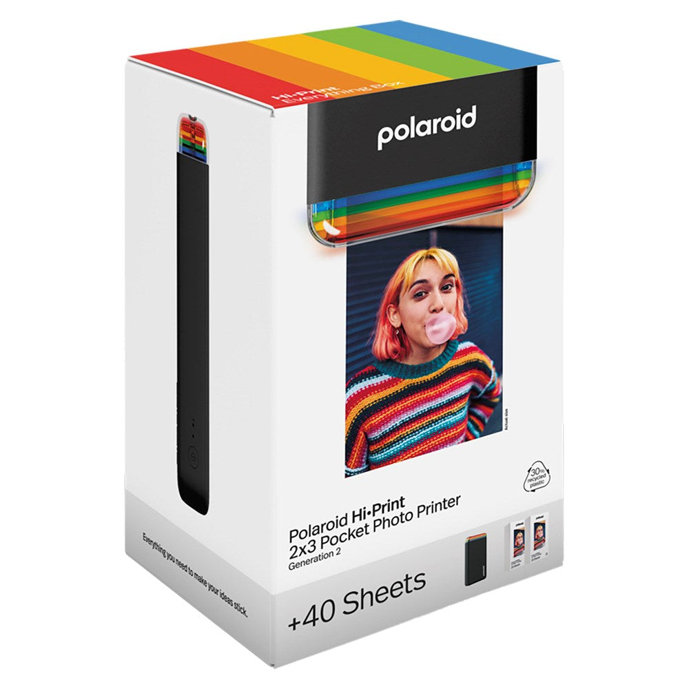 Polaroid Hi-Print Gen. 2 2x3 Everything Box m. Mobil skriver & 40 stk. Fotopapir - Svart