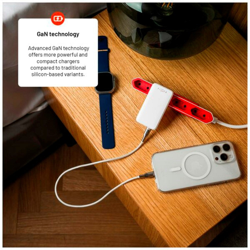 Fast Slim GaN 90W USB-C-lader - 2 porter - Hurtiglading - Hvit