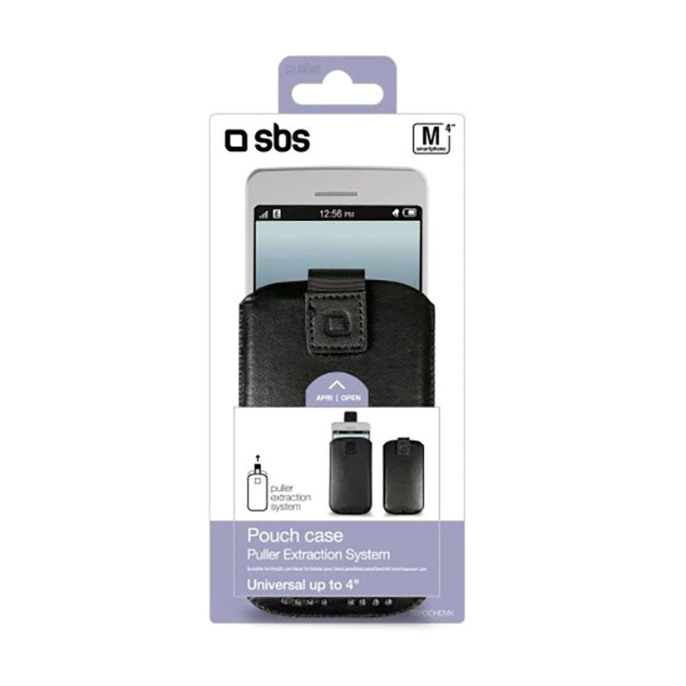 Universal Læder Etui SBS - (Maks. Mobil: 116 x 59 mm) - Sort