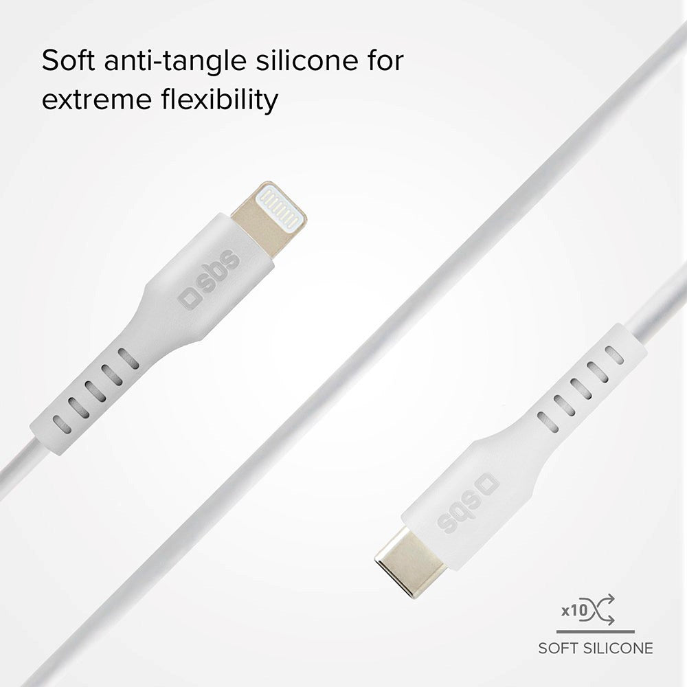 SBS USB-C til Lightning-kabel - 1 meter - MFI - 20W (PD) - Hvit