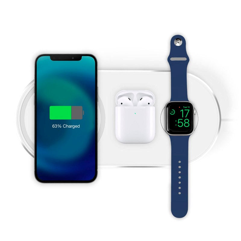 SBS 10W 3 i 1 trådløs ladestasjon - Hvit