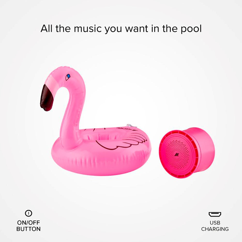 MUSIC HERO Bluetooth Højtaler m. Oppustelig Badring - Flamingo