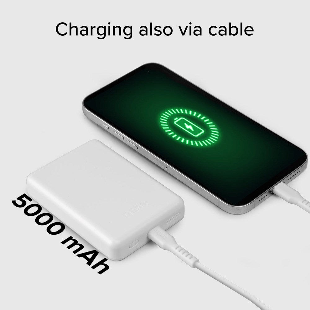 SBS Mag 5000 mAh PowerBank m. USB-C & Trådløs Opladning - Hvid
