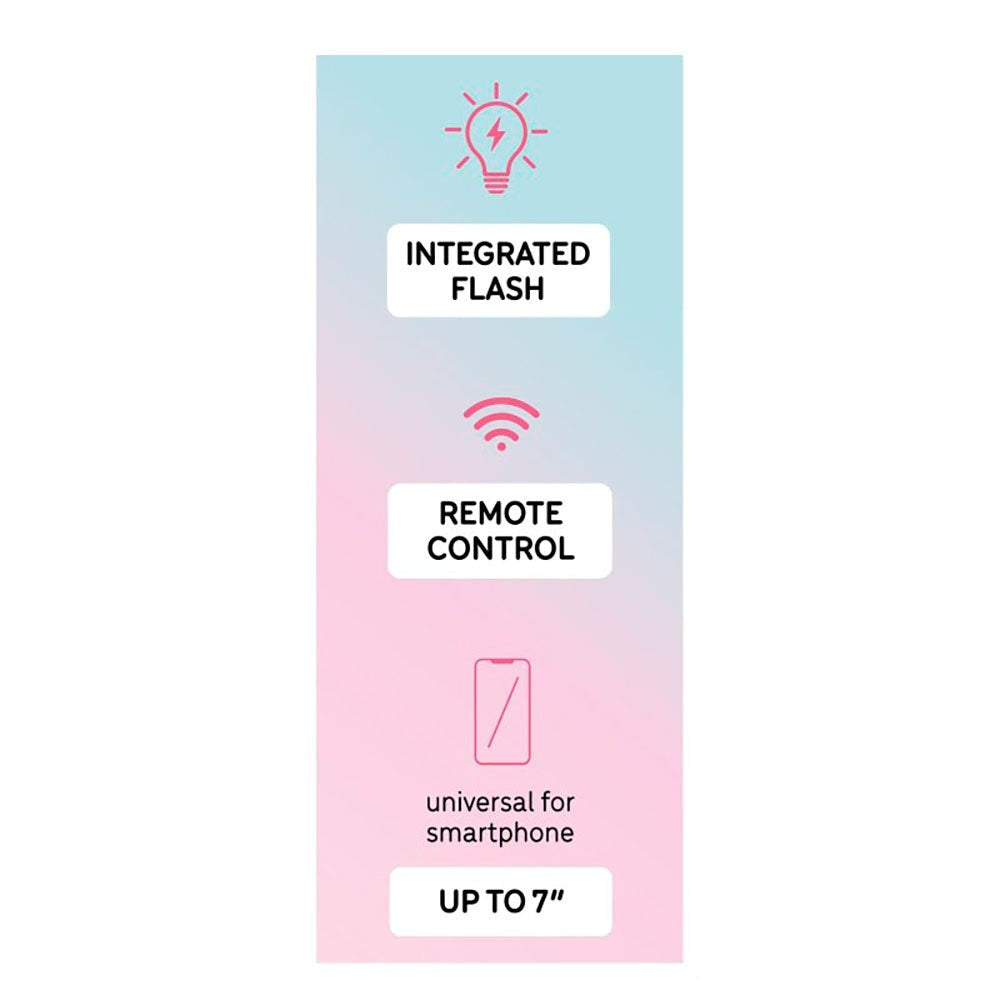 SBS Universal Selfie Stick m. Innebygd LED & Tripod - Max Mobile: 60 - 90mm - Sort