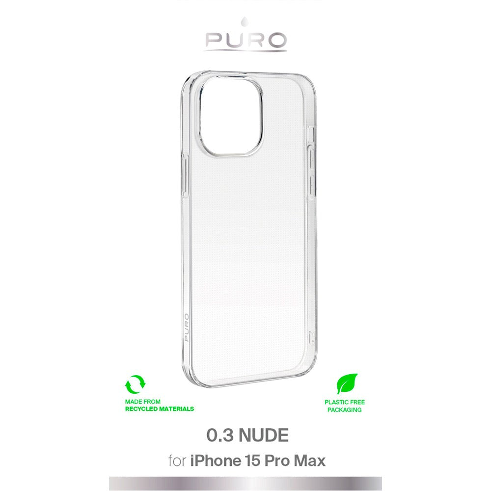 iPhone 15 Pro Max Puro "NUDE" Ultra Slim Bakdeksel 0,3 mm - Gjennomsiktig
