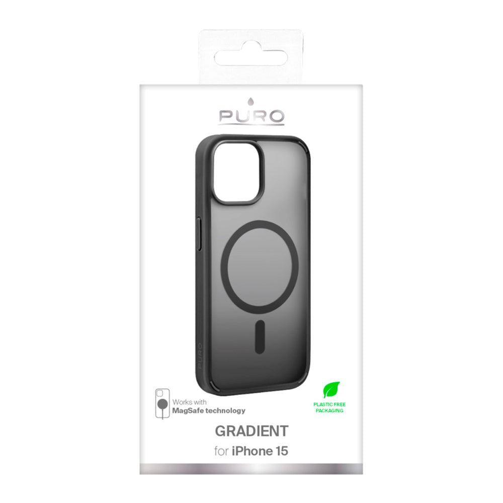iPhone 15 Puro Gradient Bakdeksel - MagSafe-kompatibel - Gjennomsiktig / Svart