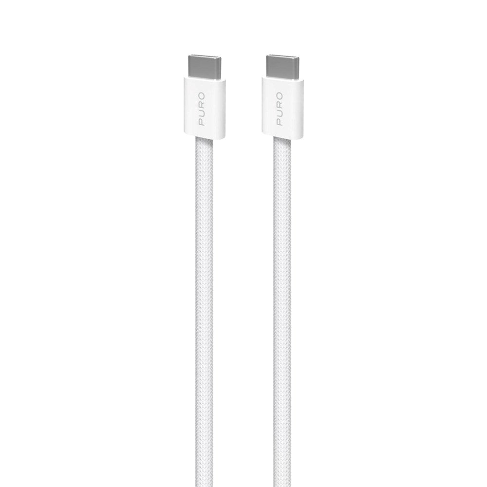 Flettet Puro USB-C Kabel – 1.5m, 60W Power Delivery, 480Mbps - Hvid