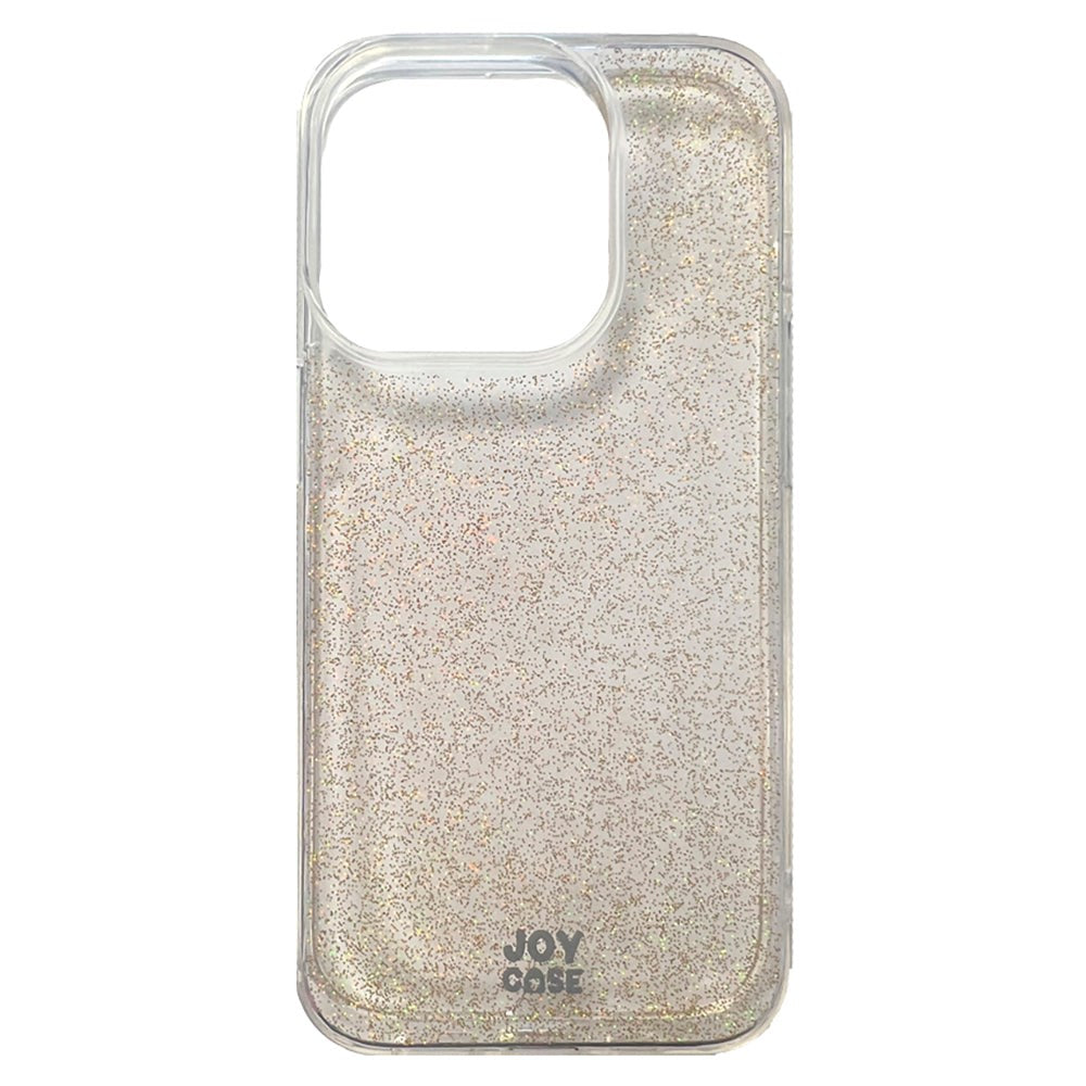 iPhone 15 Pro Joy Deksel Hybrid Glitter Bakdeksel - Gjennomsiktig / Gull