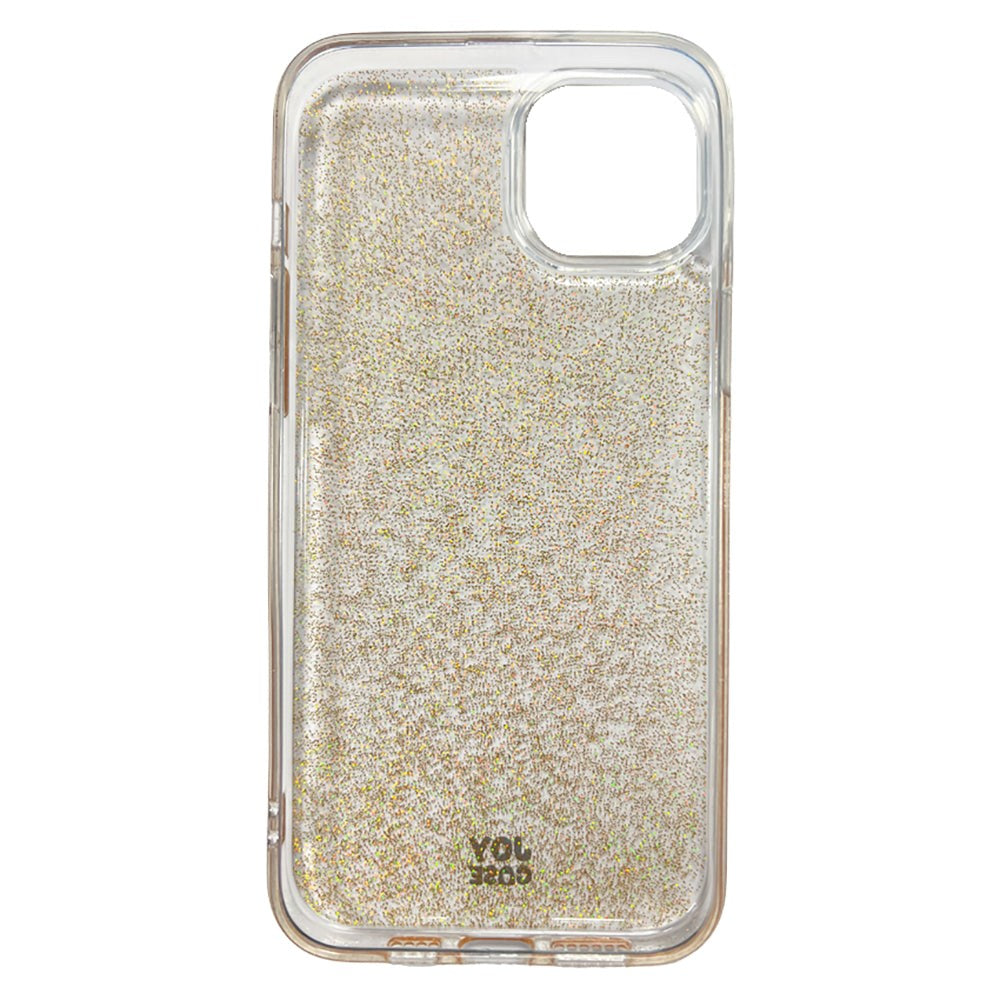 iPhone 15 Plus Joy Deksel Hybrid Glitter Bakdeksel - Gjennomsiktig / Gull