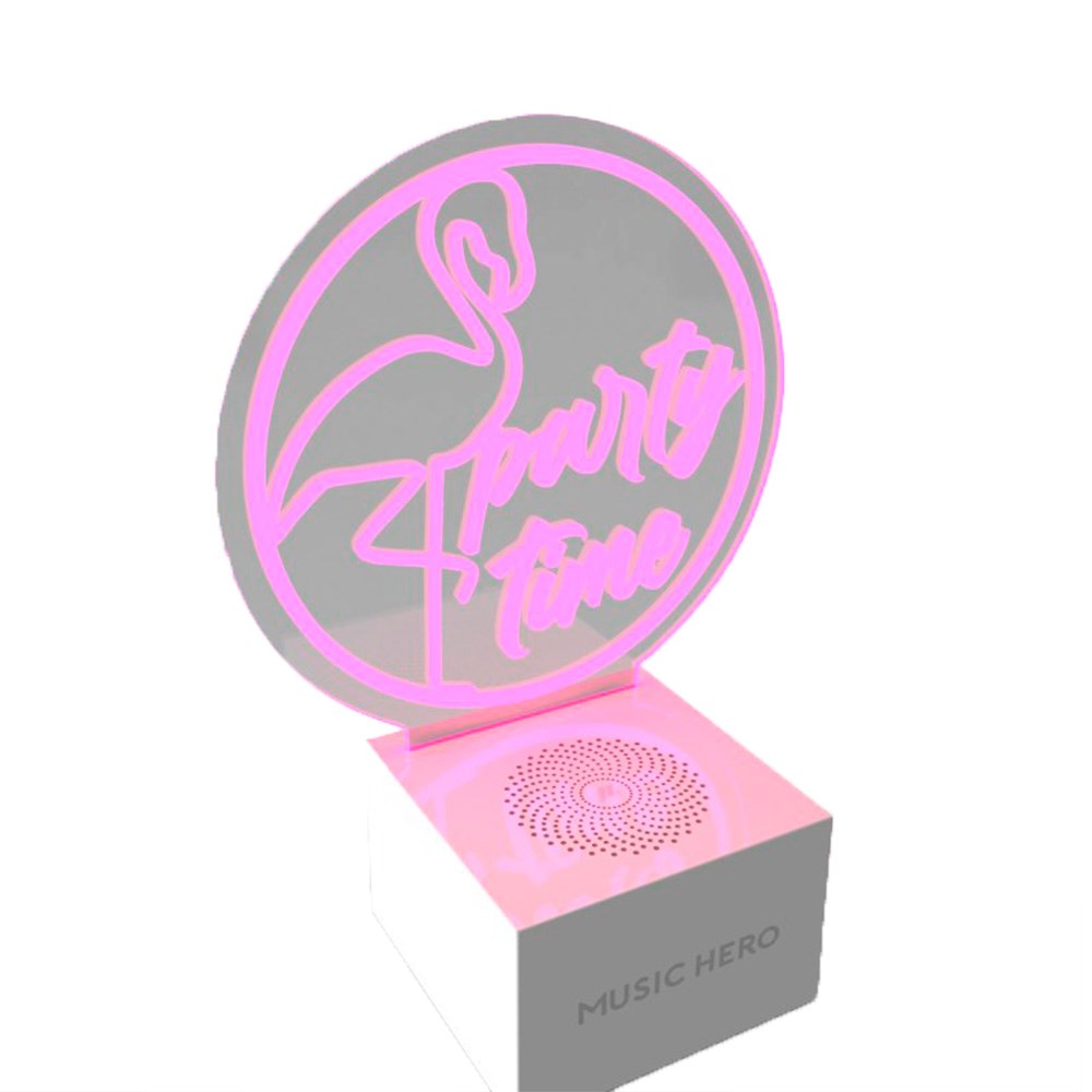 MUSIC HERO Neon Bluetooth-høyttaler m. LED-lys - Rosa