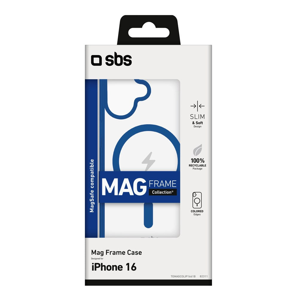SBS Mag Frame iPhone 16 Bakdeksel - MagSafe-kompatibel - Gjennomsiktig / Blå